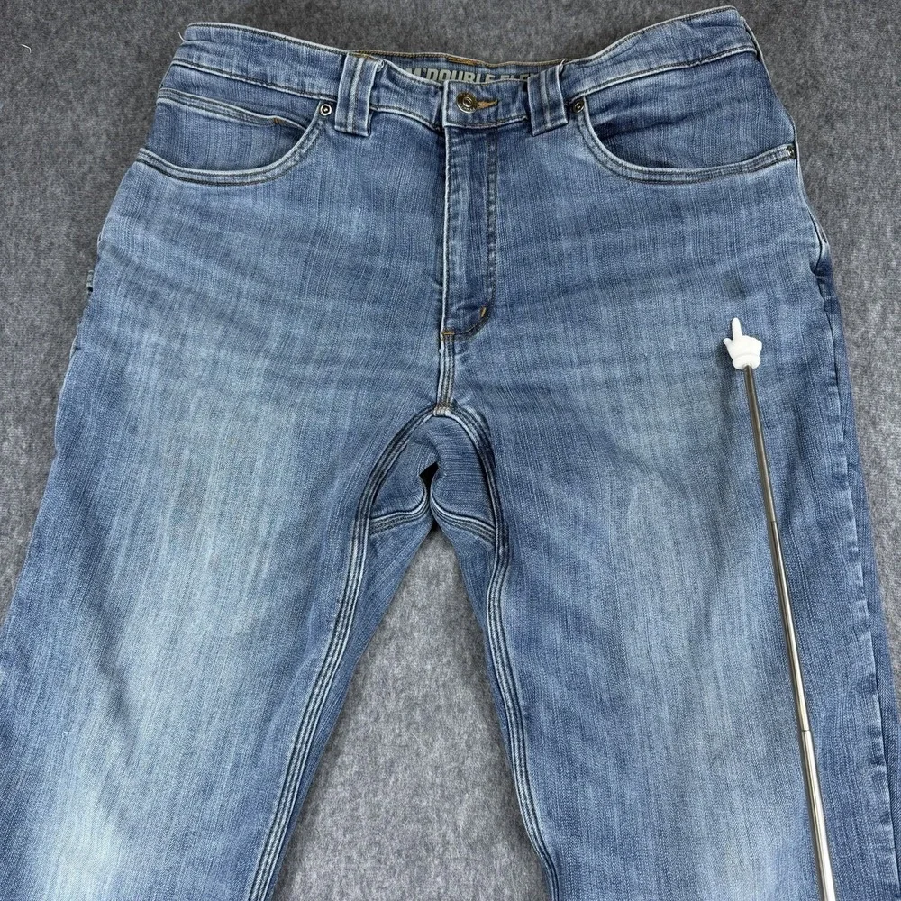 Duluth Jeans Mens 36x30 Blue Ballroom Double Flex Flannel Lined Denim Pants Work